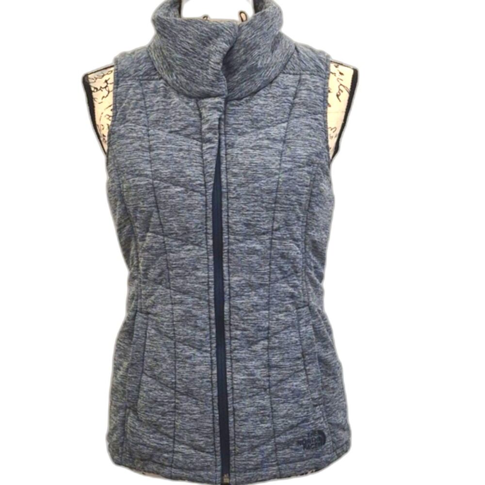 The North Face Puffer Vest S Quilted Blue Teal Lined Insulated Full Zip Pseudio